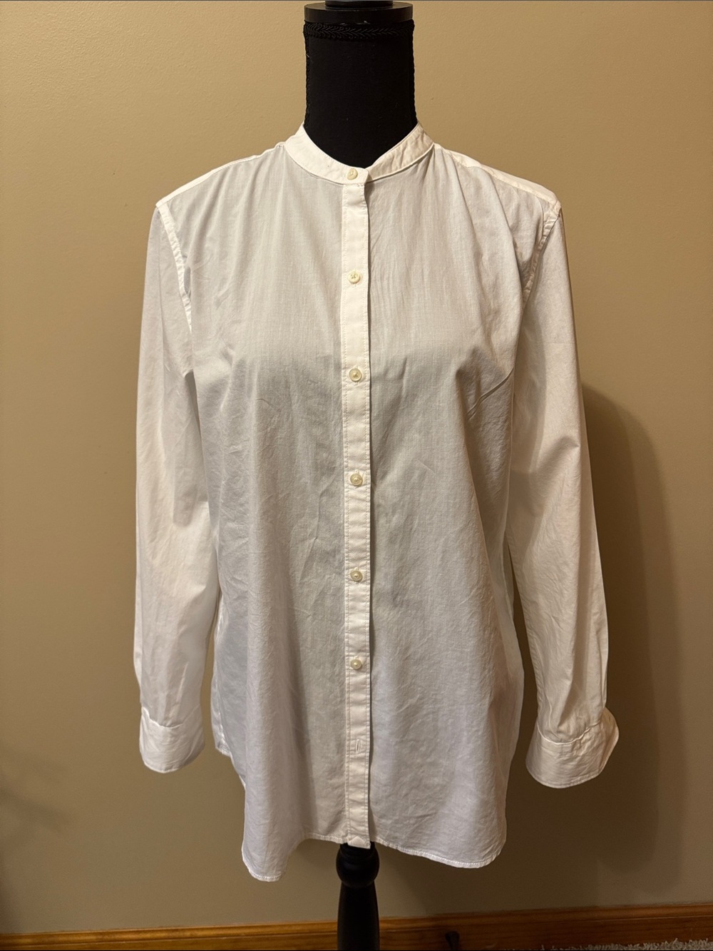 Lauren Ralph Lauren White Mandarin-Collar Button Front Blouse